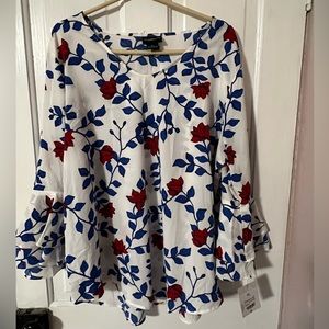NWT Liz Claiborne 3/4 ruffle sleeve blouse in size XL